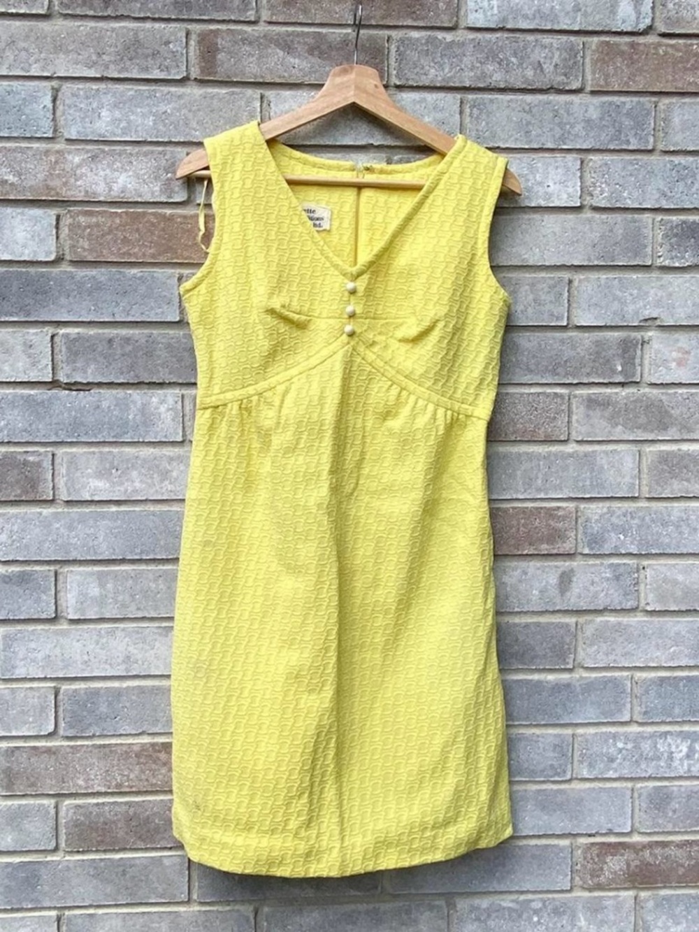 Yellow Sleeveless Textured V-Neck Dress